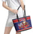 Samoa Christmas Leather Tote Bag Samoan Santa Claus Manuia Le Kerisimasi