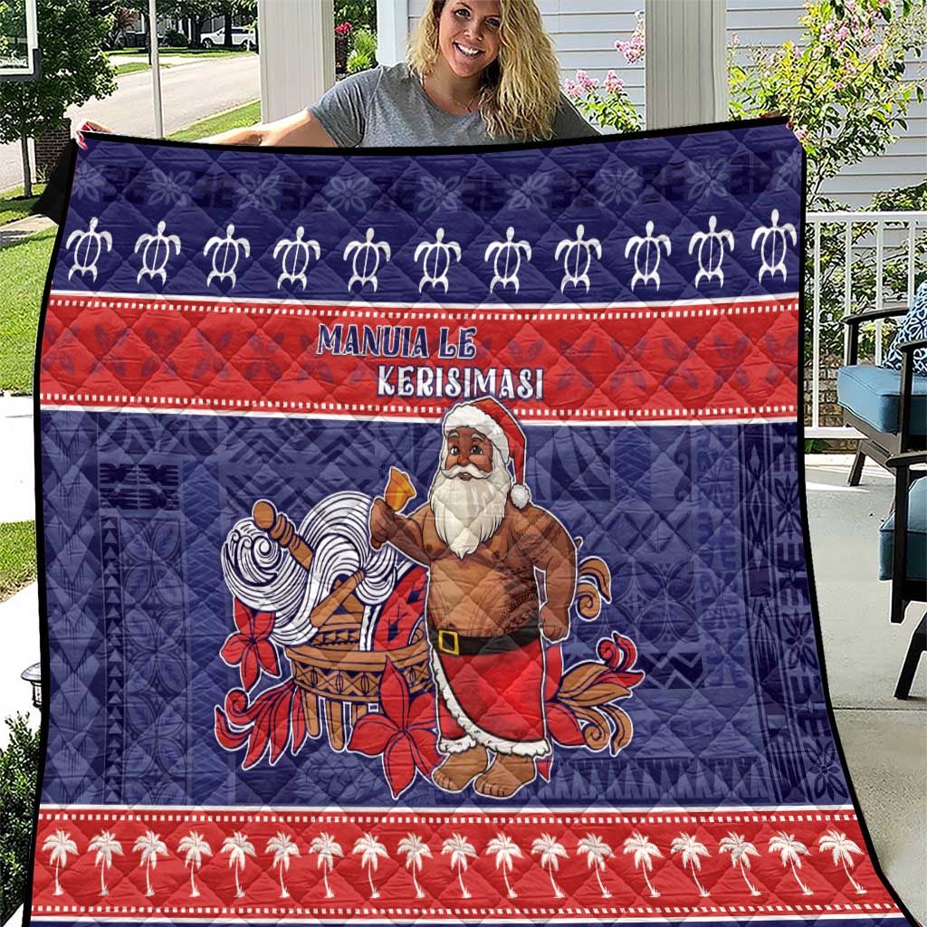 Samoa Christmas Quilt Samoan Santa Claus Manuia Le Kerisimasi LT05 Blue - Polynesian Pride