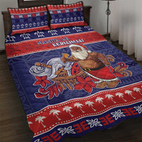 Samoa Christmas Quilt Bed Set Samoan Santa Claus Manuia Le Kerisimasi LT05 Blue - Polynesian Pride