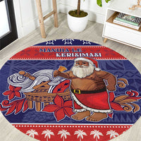 Samoa Christmas Round Carpet Samoan Santa Claus Manuia Le Kerisimasi LT05 Blue - Polynesian Pride