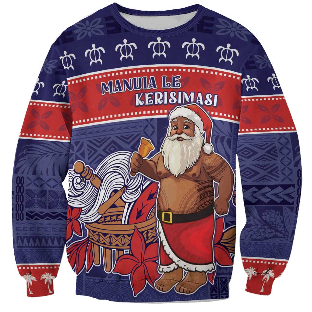 Samoa Christmas Sweatshirt Samoan Santa Claus Manuia Le Kerisimasi LT05 Unisex Blue - Polynesian Pride