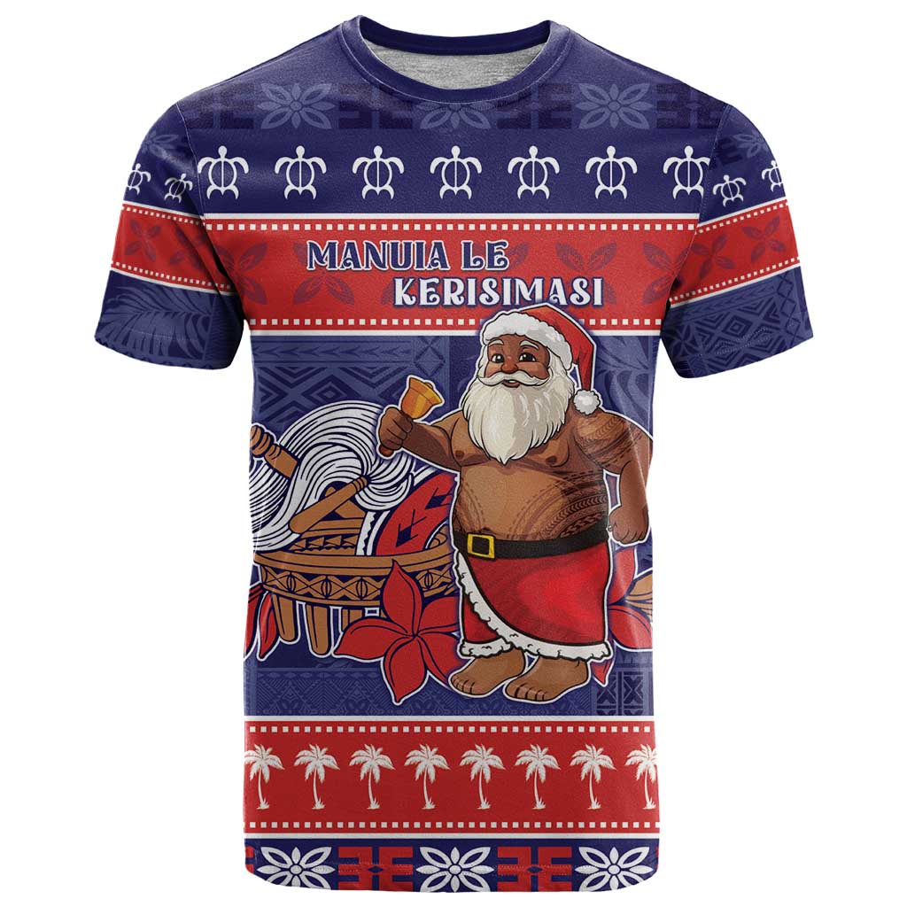 Samoa Christmas T Shirt Samoan Santa Claus Manuia Le Kerisimasi LT05 Blue - Polynesian Pride