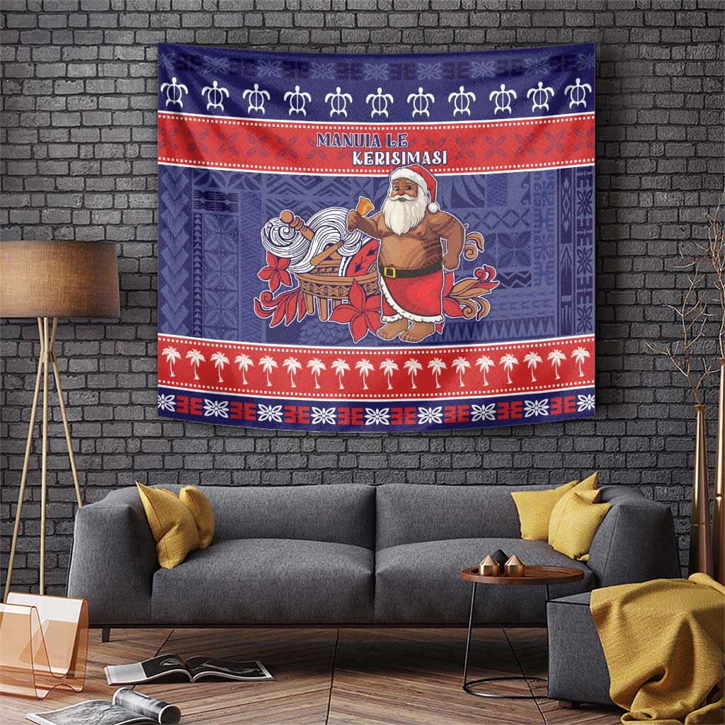 Samoa Christmas Tapestry Samoan Santa Claus Manuia Le Kerisimasi LT05 Blue - Polynesian Pride