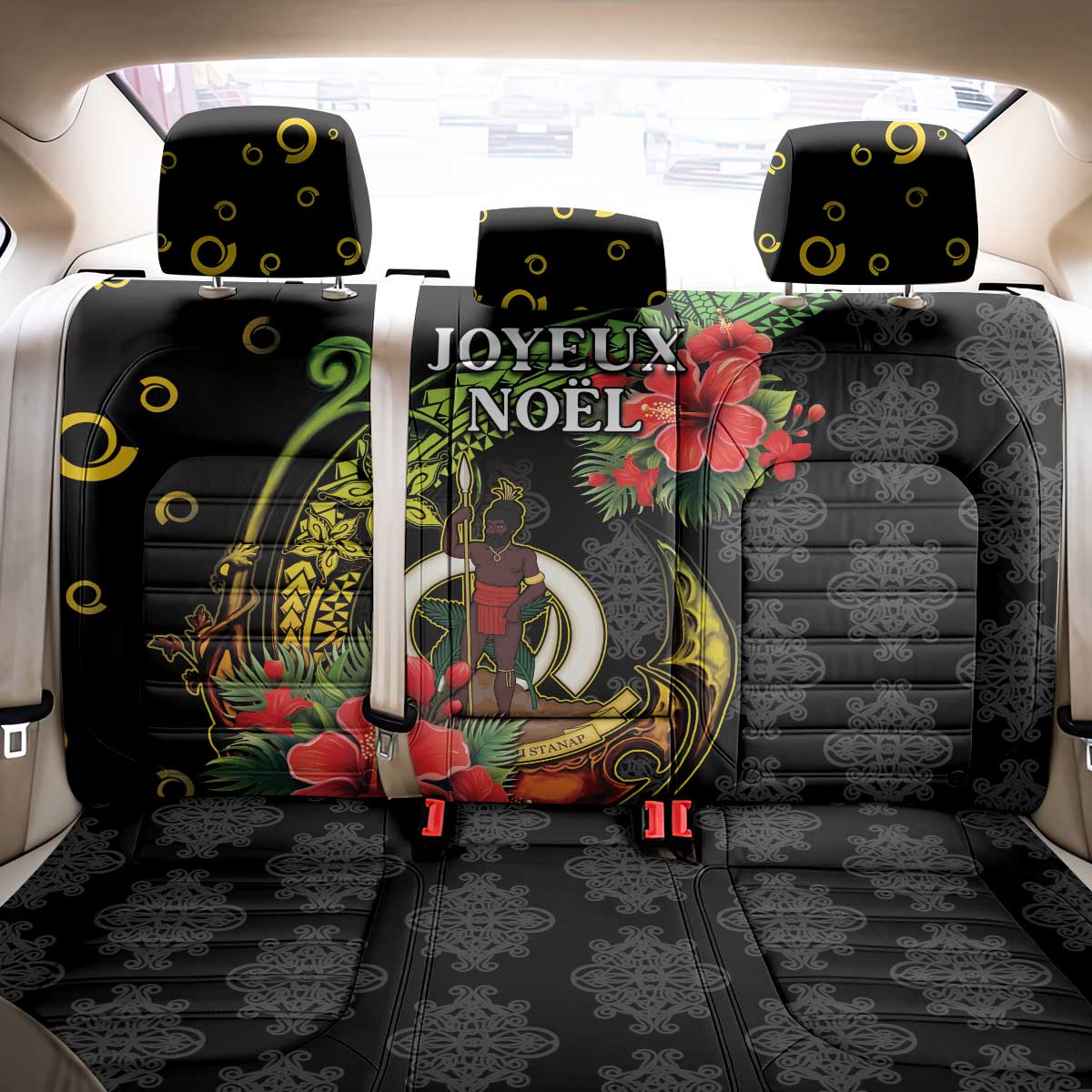 Love Vanuatu Christmas Back Car Seat Cover God Yumi Polynesian Tribal Pattern LT05 - Polynesian Pride