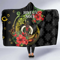 Love Vanuatu Christmas Hooded Blanket God Yumi Polynesian Tribal Pattern LT05 One Size Black - Polynesian Pride