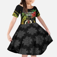 Love Vanuatu Christmas Kid Short Sleeve Dress God Yumi Polynesian Tribal Pattern LT05 KID Black - Polynesian Pride