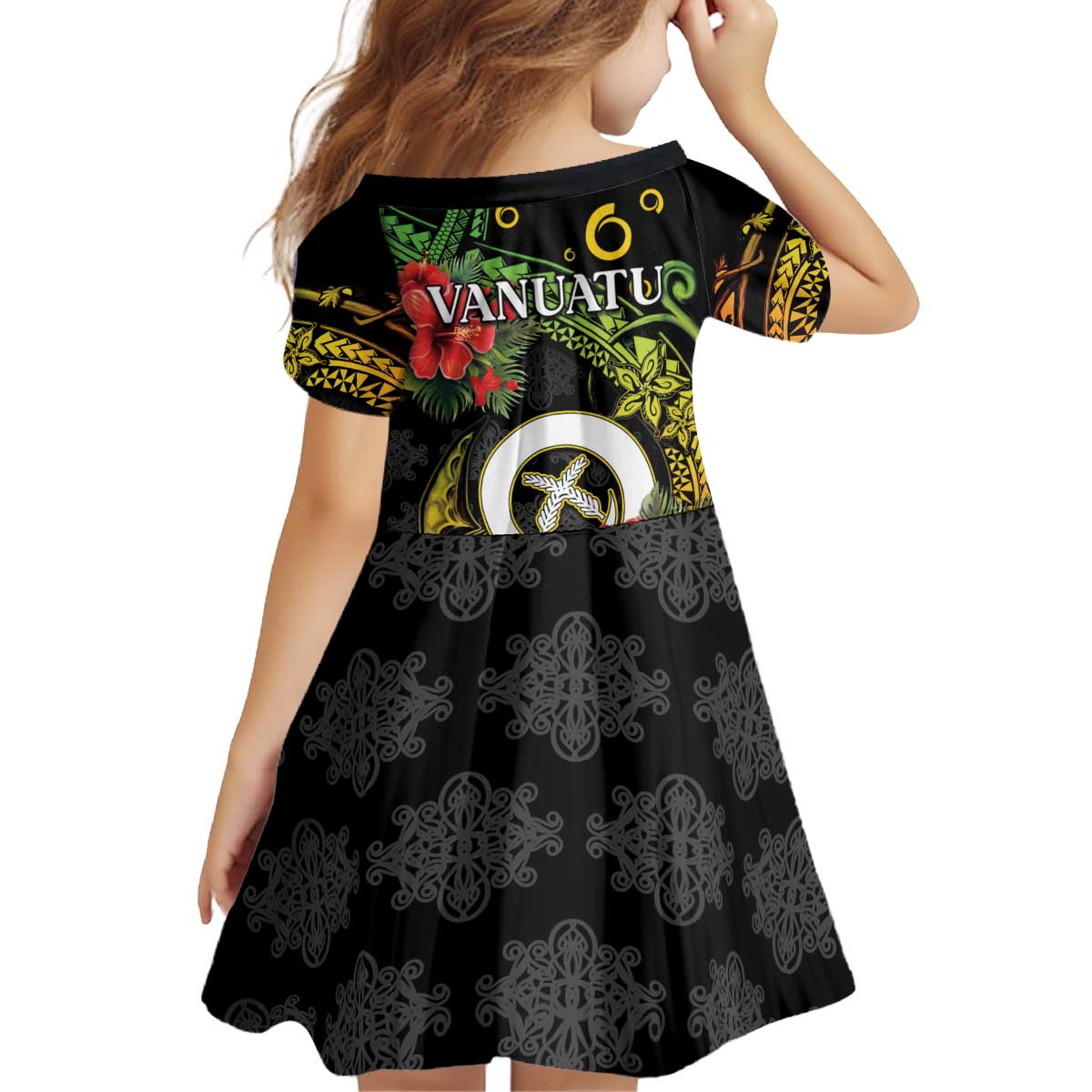 Love Vanuatu Christmas Kid Short Sleeve Dress God Yumi Polynesian Tribal Pattern LT05 - Polynesian Pride