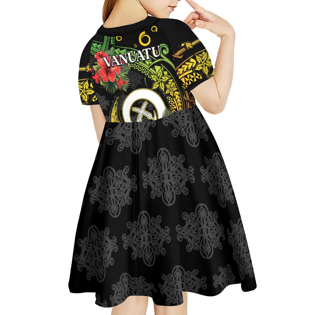 Love Vanuatu Christmas Kid Short Sleeve Dress God Yumi Polynesian Tribal Pattern LT05 - Polynesian Pride