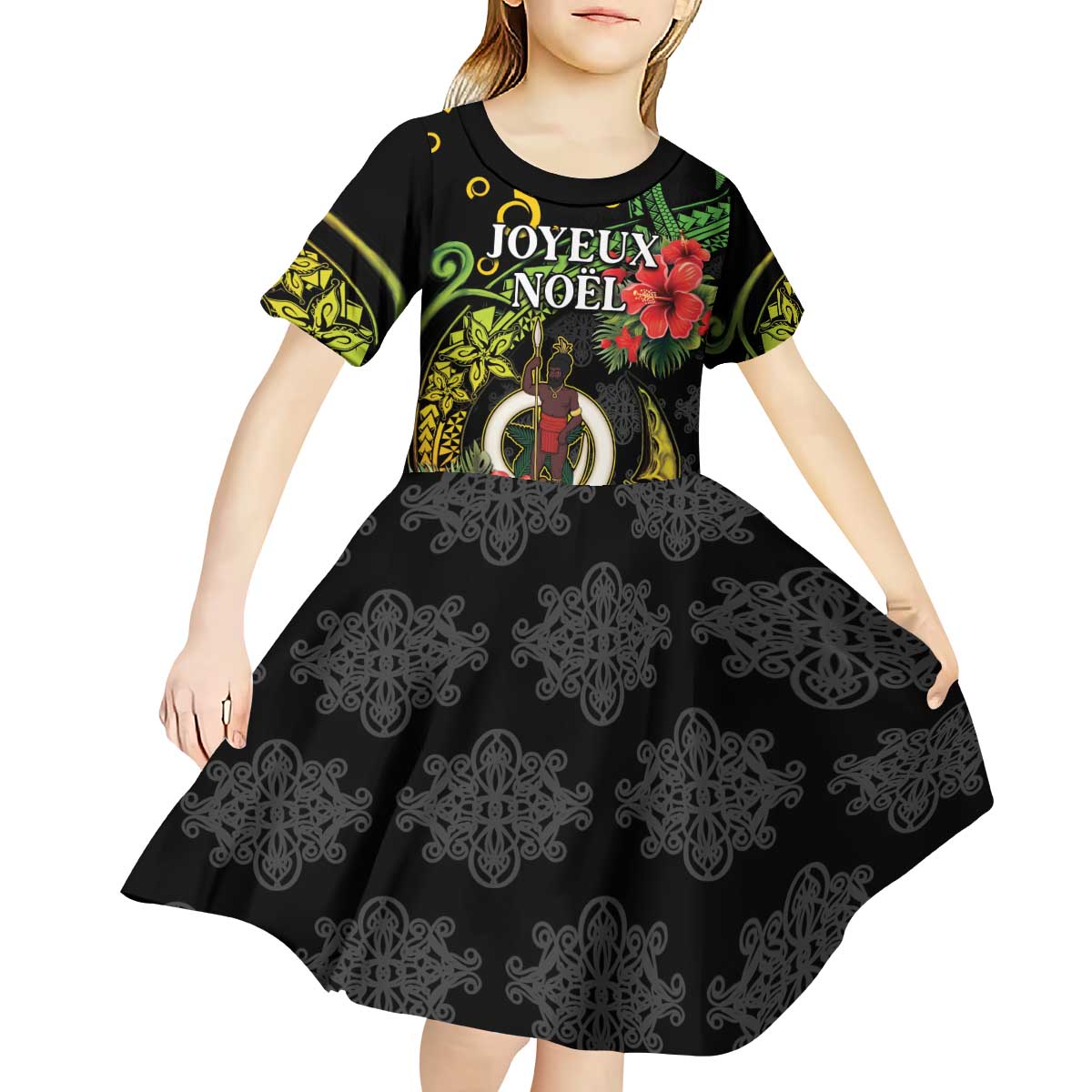 Love Vanuatu Christmas Kid Short Sleeve Dress God Yumi Polynesian Tribal Pattern LT05 - Polynesian Pride