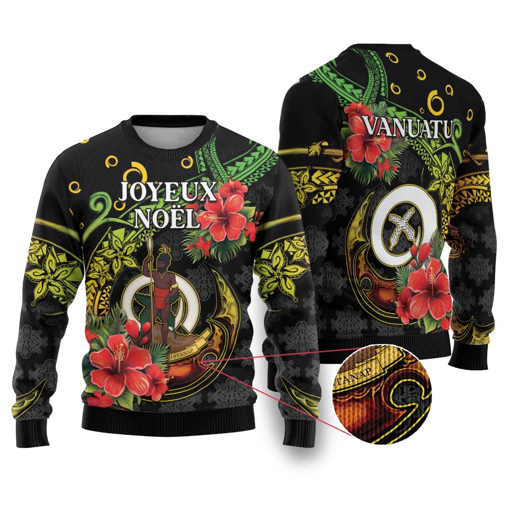 Love Vanuatu Christmas Ugly Christmas Sweater God Yumi Polynesian Tribal Pattern LT05 Black - Polynesian Pride