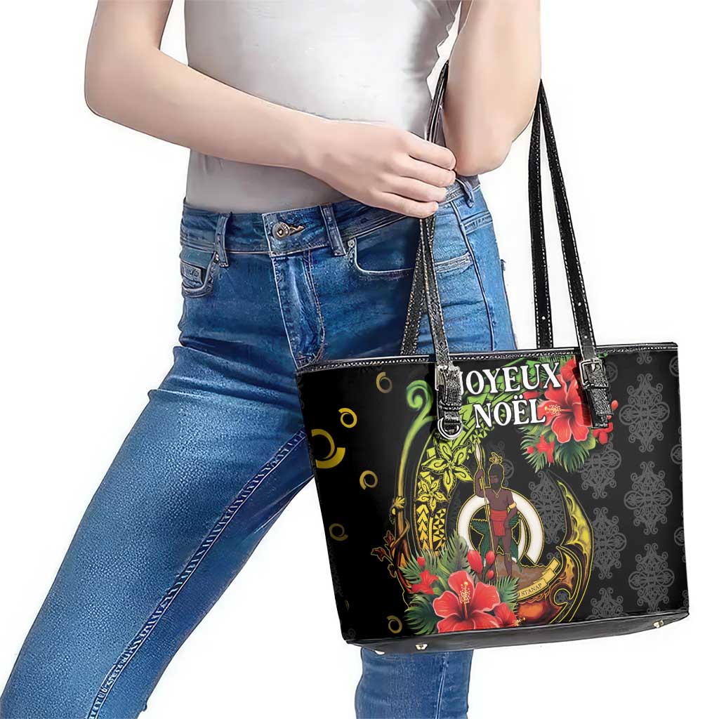 Love Vanuatu Christmas Leather Tote Bag God Yumi Polynesian Tribal Pattern LT05 - Polynesian Pride