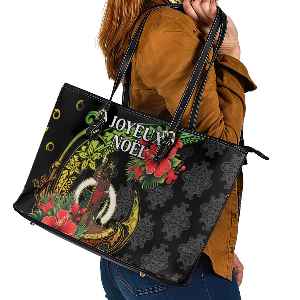 Love Vanuatu Christmas Leather Tote Bag God Yumi Polynesian Tribal Pattern LT05 - Polynesian Pride