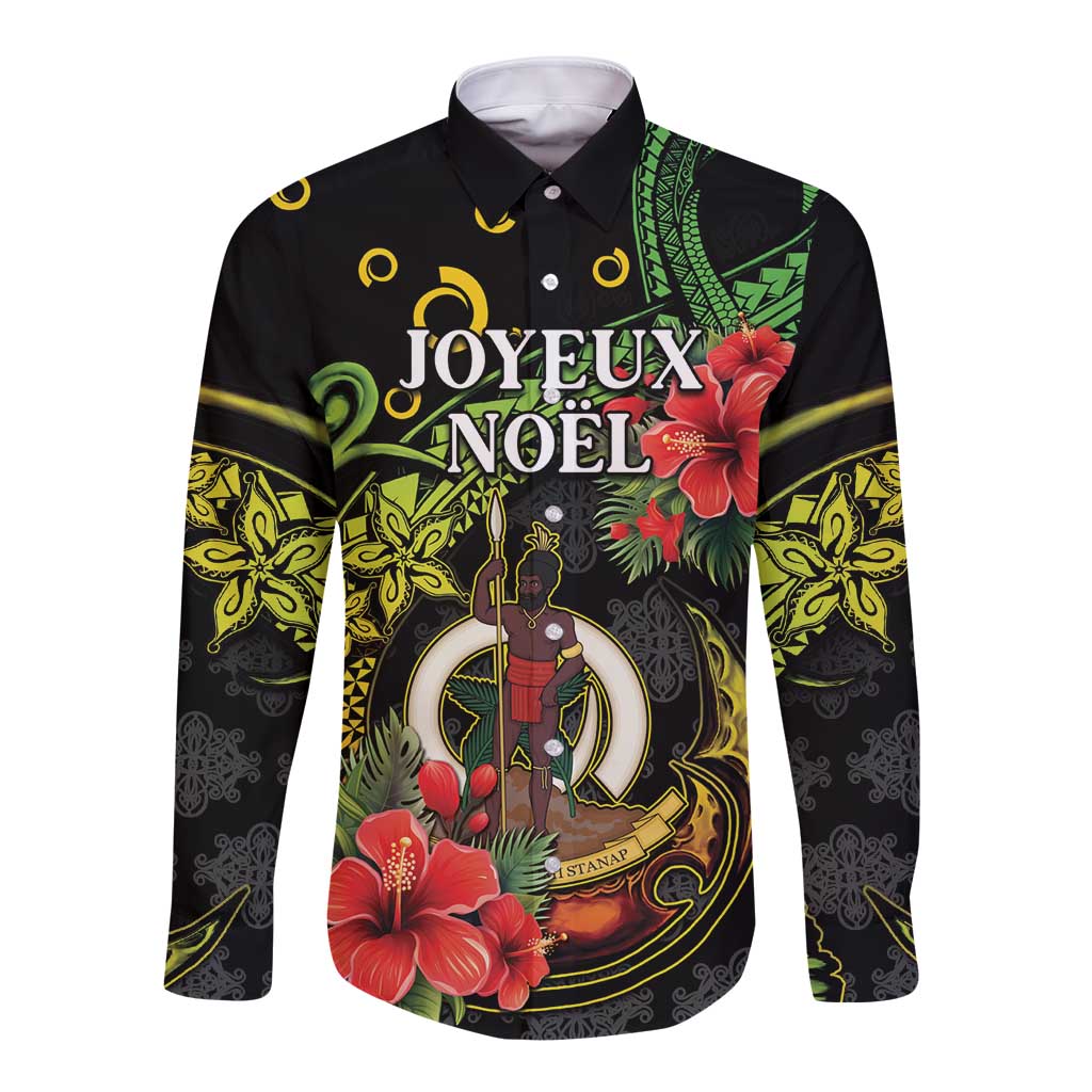 Love Vanuatu Christmas Long Sleeve Button Shirt God Yumi Polynesian Tribal Pattern LT05 Unisex Black - Polynesian Pride