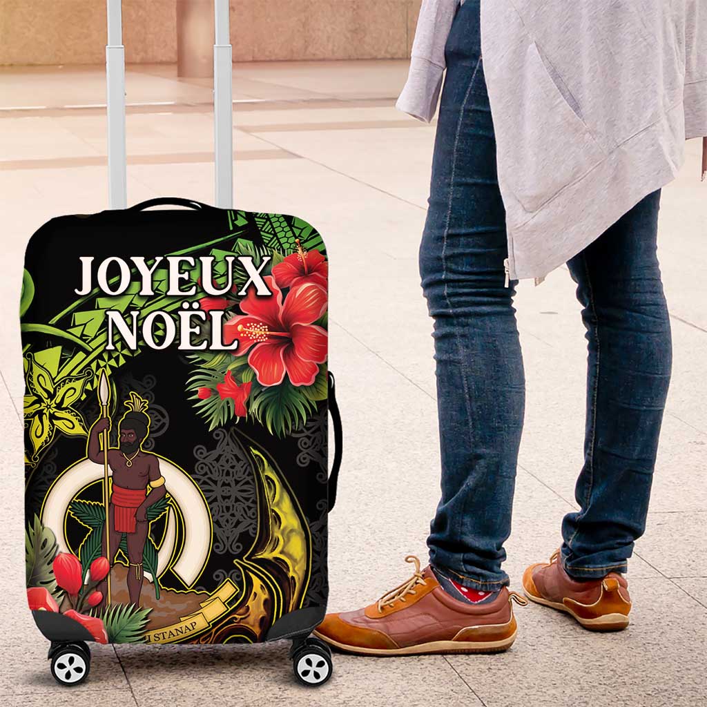 Love Vanuatu Christmas Luggage Cover God Yumi Polynesian Tribal Pattern LT05 Black - Polynesian Pride