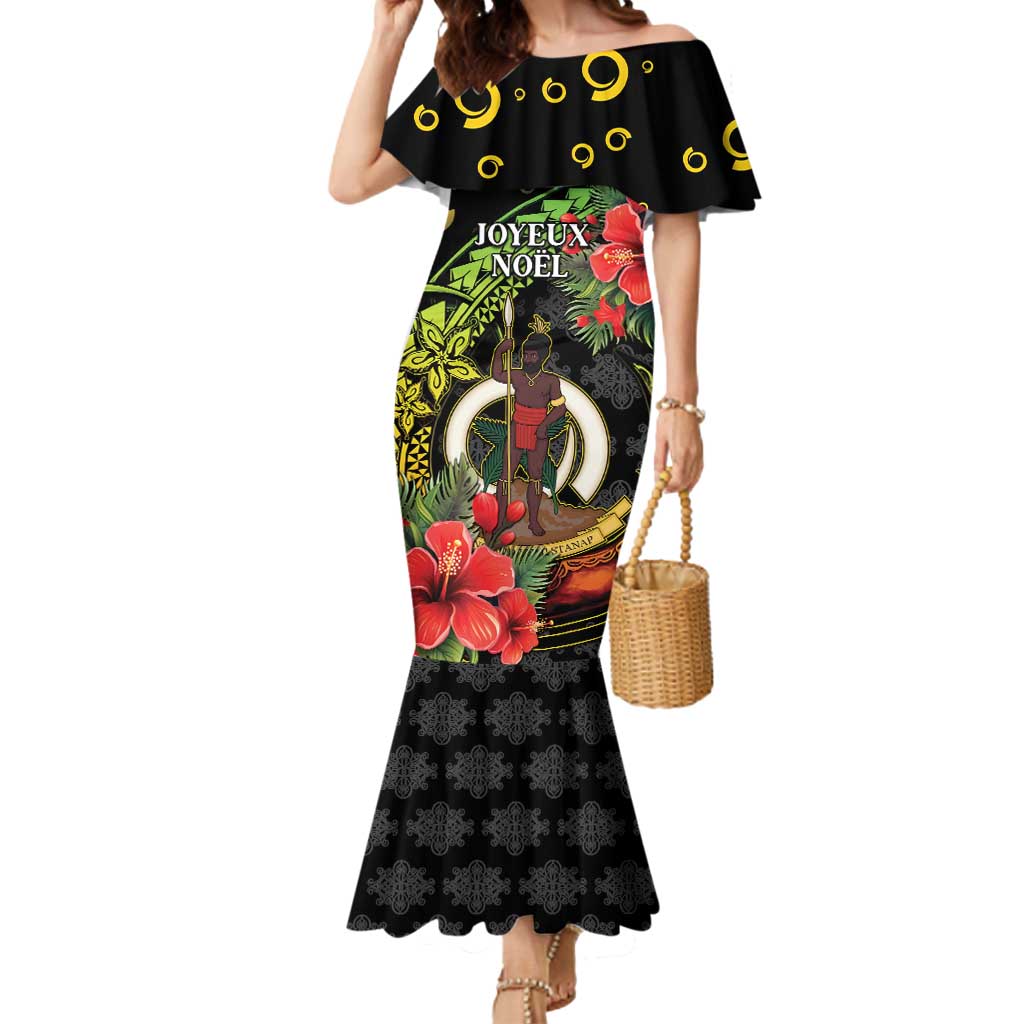 Love Vanuatu Christmas Mermaid Dress God Yumi Polynesian Tribal Pattern LT05 Women Black - Polynesian Pride