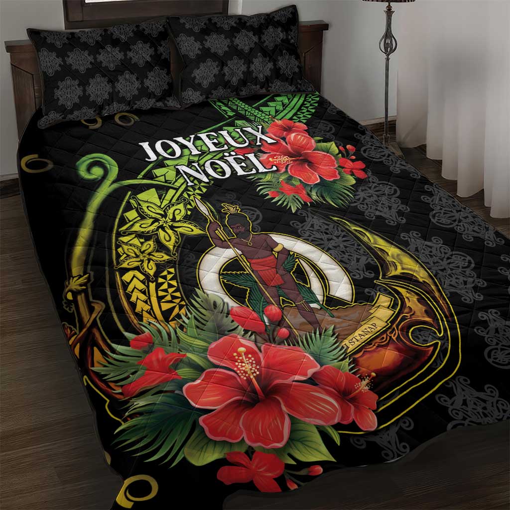 Love Vanuatu Christmas Quilt Bed Set God Yumi Polynesian Tribal Pattern LT05 Black - Polynesian Pride