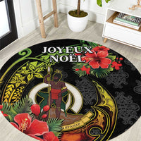 Love Vanuatu Christmas Round Carpet God Yumi Polynesian Tribal Pattern LT05 Black - Polynesian Pride