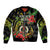 Love Vanuatu Christmas Sleeve Zip Bomber Jacket God Yumi Polynesian Tribal Pattern