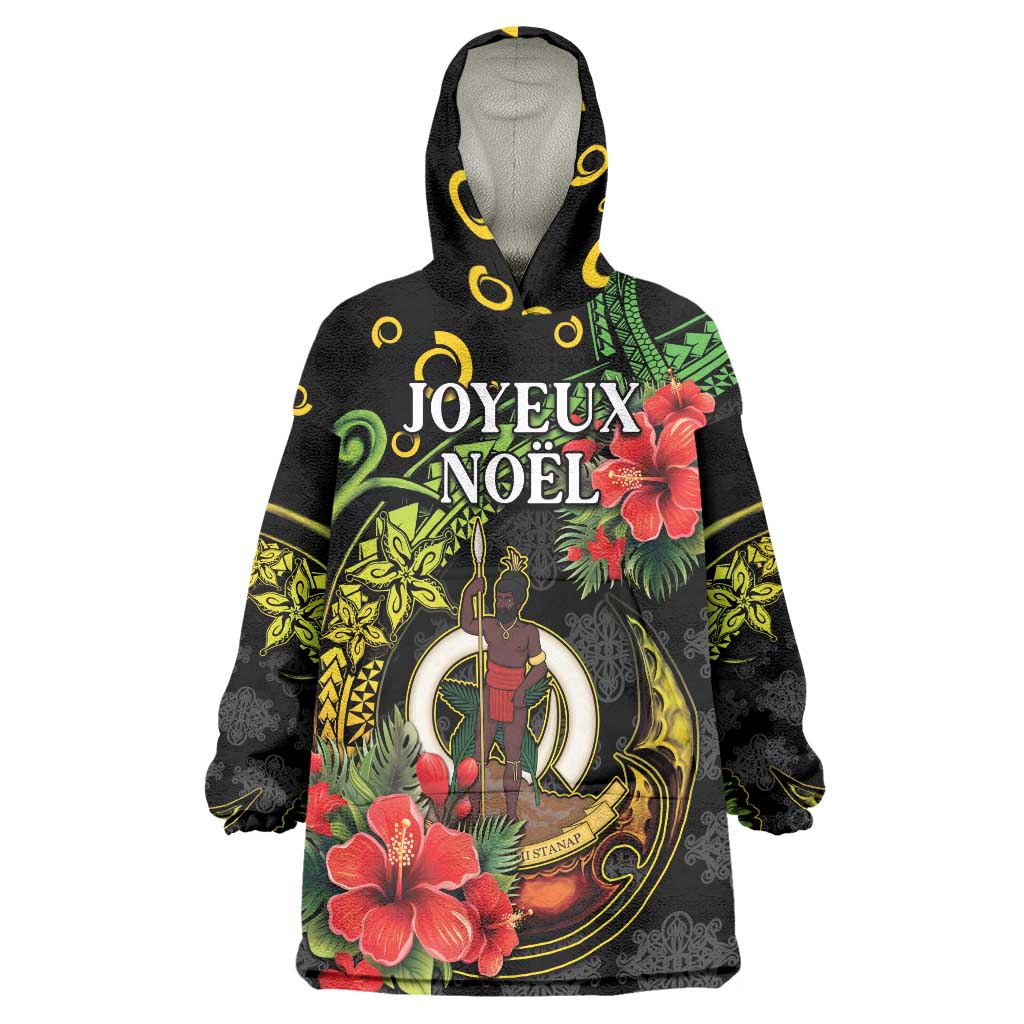 Love Vanuatu Christmas Wearable Blanket Hoodie God Yumi Polynesian Tribal Pattern LT05 One Size Black - Polynesian Pride