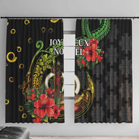 Love Vanuatu Christmas Window Curtain God Yumi Polynesian Tribal Pattern LT05 With Hooks Black - Polynesian Pride