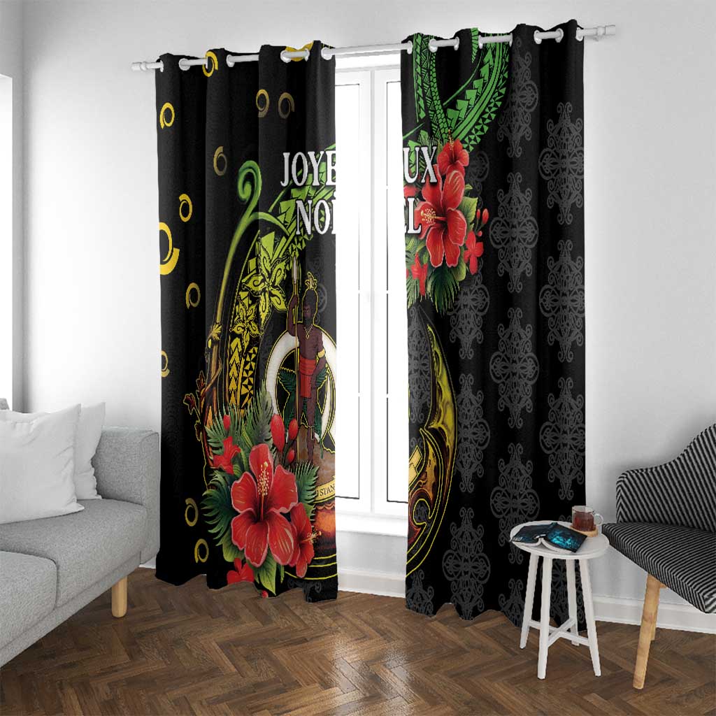 Love Vanuatu Christmas Window Curtain God Yumi Polynesian Tribal Pattern LT05 With Grommets Black - Polynesian Pride