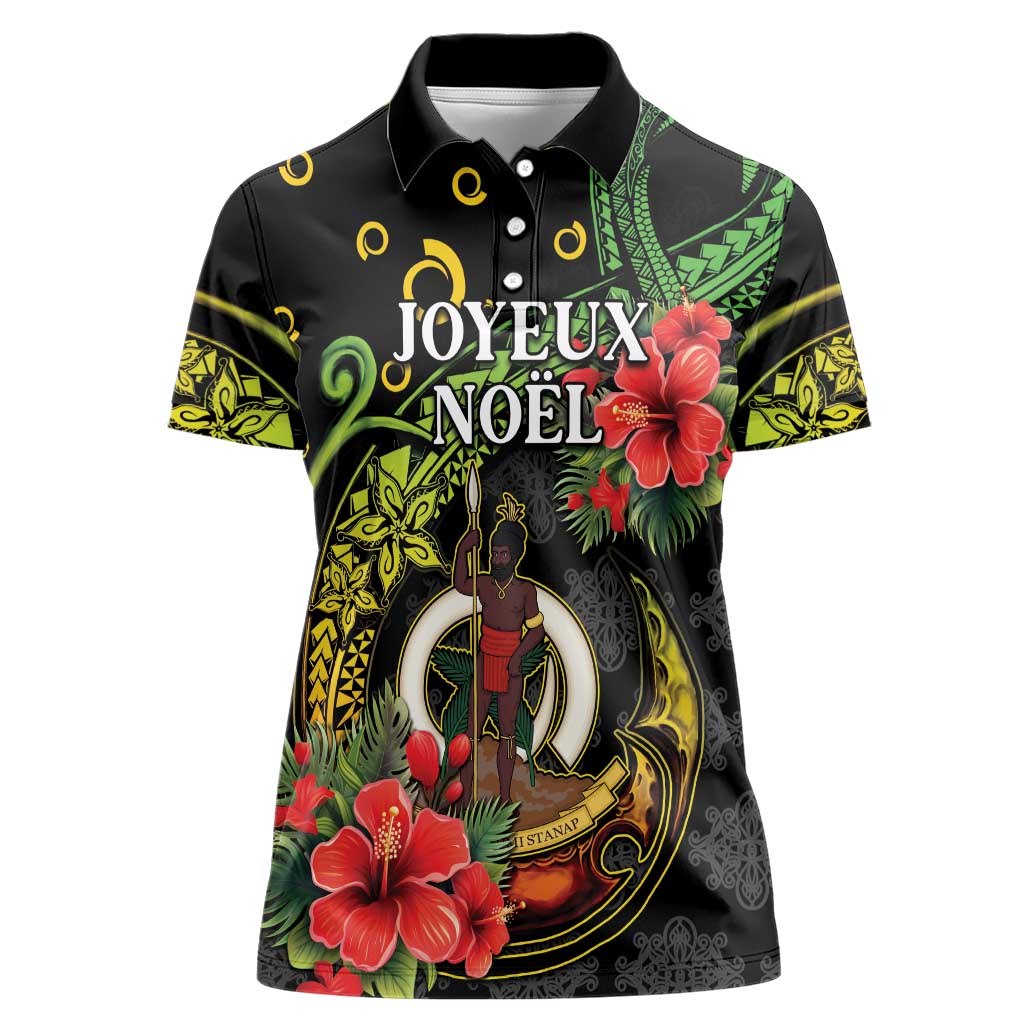 Love Vanuatu Christmas Women Polo Shirt God Yumi Polynesian Tribal Pattern LT05 Female Black - Polynesian Pride