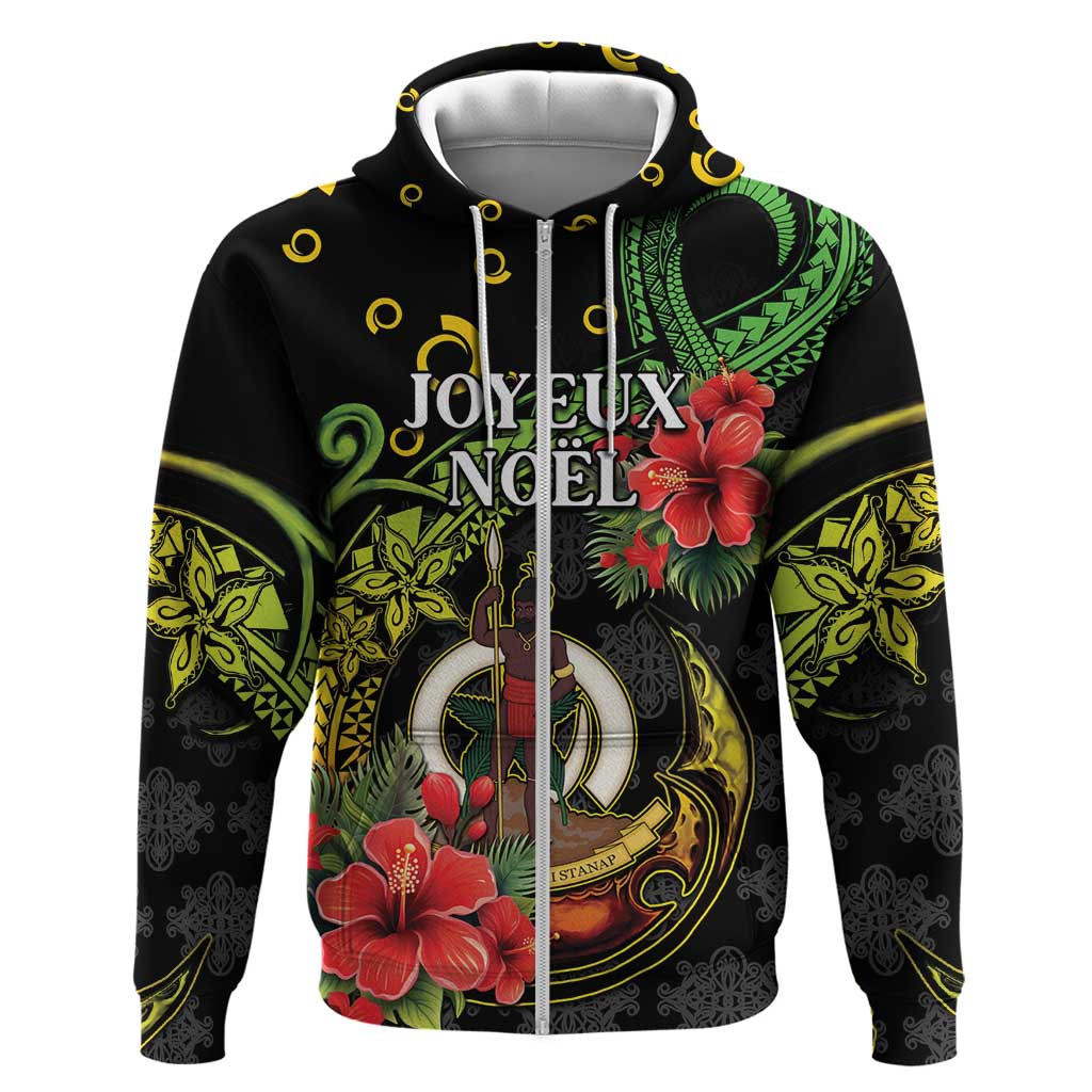 Love Vanuatu Christmas Zip Hoodie God Yumi Polynesian Tribal Pattern LT05 Zip Hoodie Black - Polynesian Pride