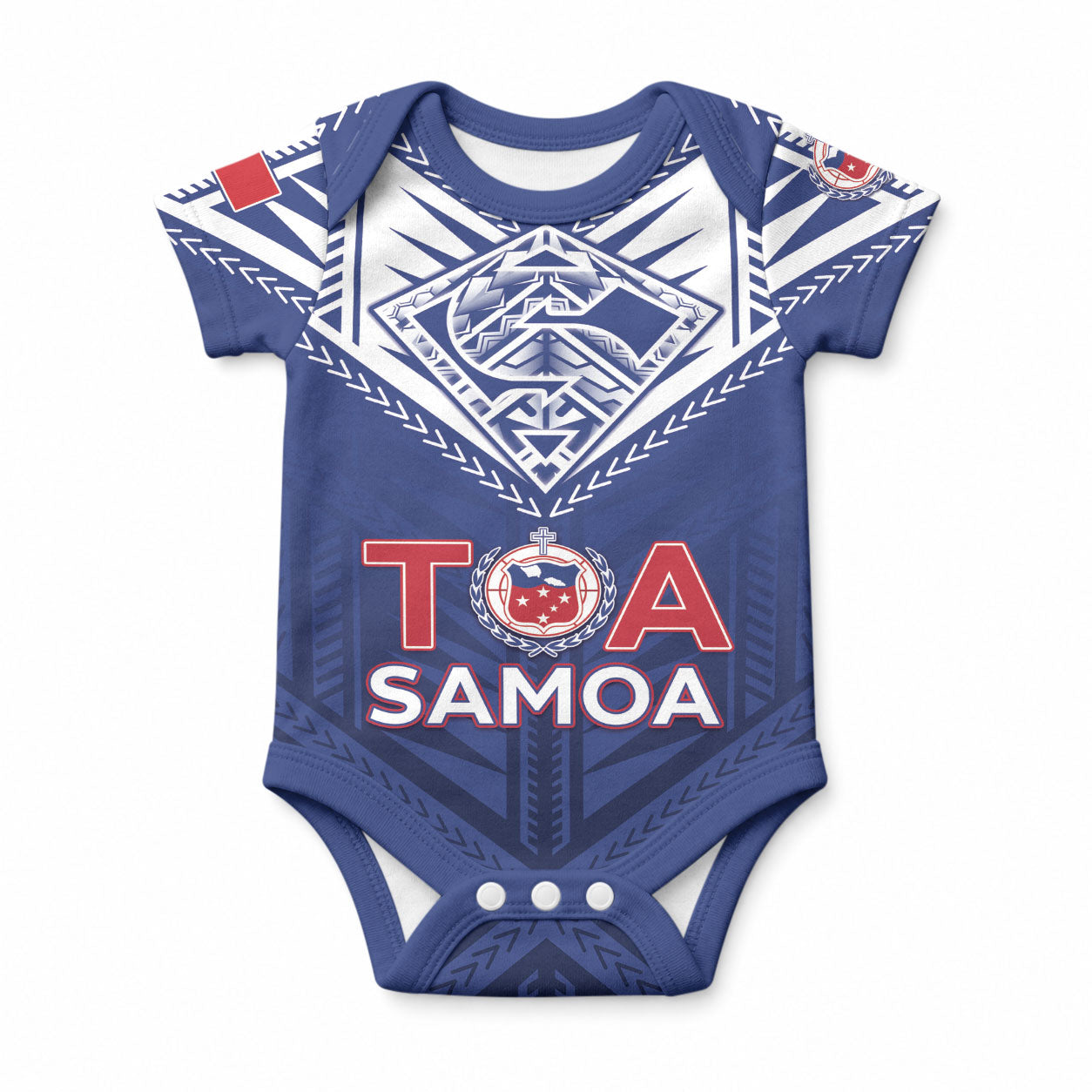 Super Toa Samoa Rugby Custom Baby Onesie Warrior Spirit LT05 Blue - Polynesian Pride
