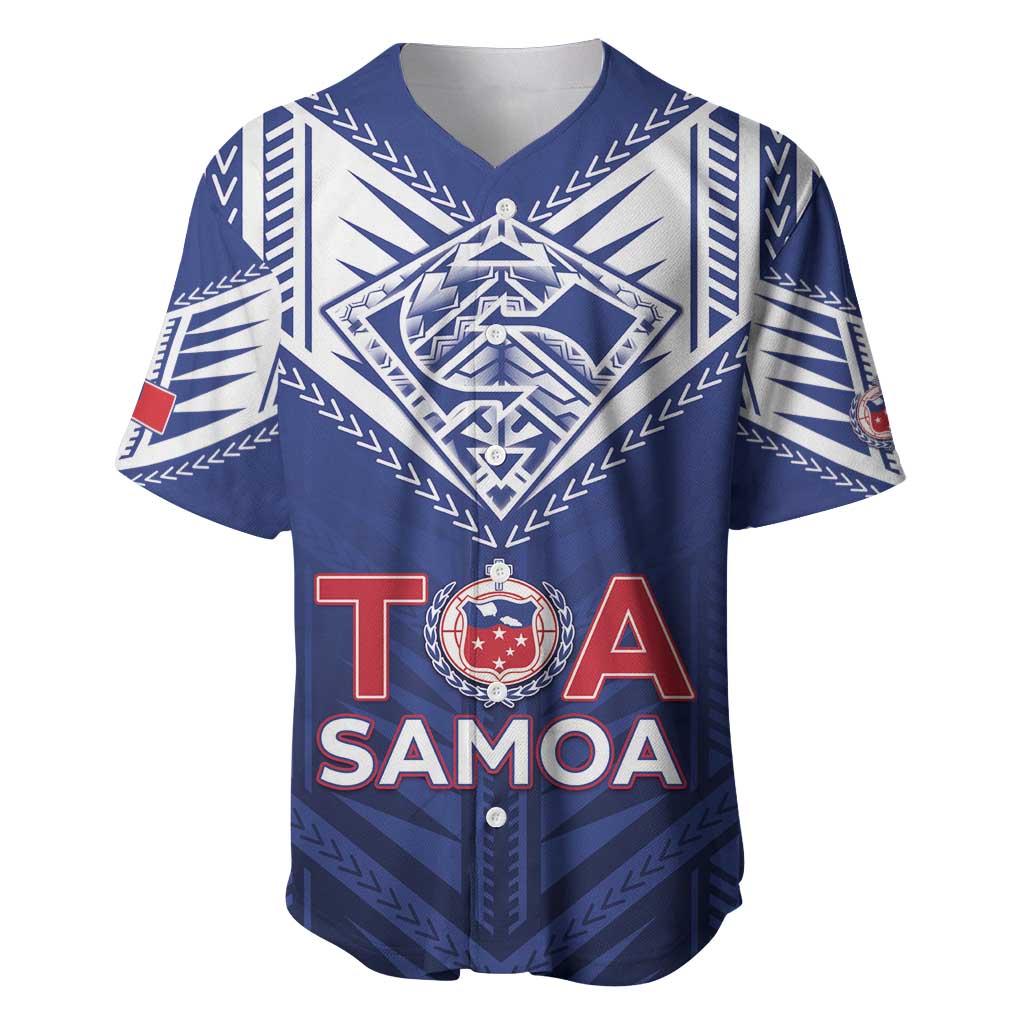 Super Toa Samoa Rugby Custom Baseball Jersey Warrior Spirit LT05 Blue - Polynesian Pride
