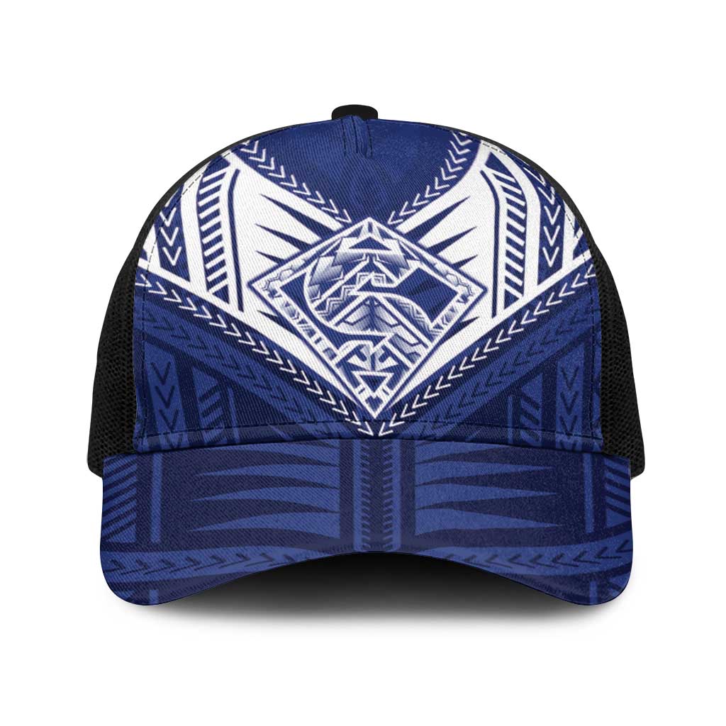 Super Toa Samoa Rugby Baseball Net Cap Warrior Spirit LT05 One Size Black Blue - Polynesian Pride