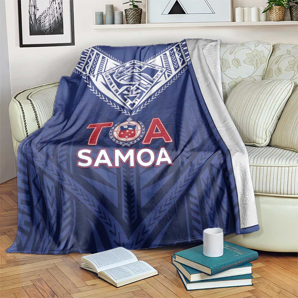 Super Toa Samoa Rugby Blanket Warrior Spirit LT05 Blue - Polynesian Pride
