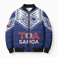 Super Toa Samoa Rugby Custom Bomber Puffer Jacket Warrior Spirit LT05 Unisex Blue - Polynesian Pride