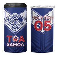 Super Toa Samoa Rugby Custom 4 in 1 Can Cooler Tumbler Warrior Spirit LT05 One Size: 16 oz Blue - Polynesian Pride