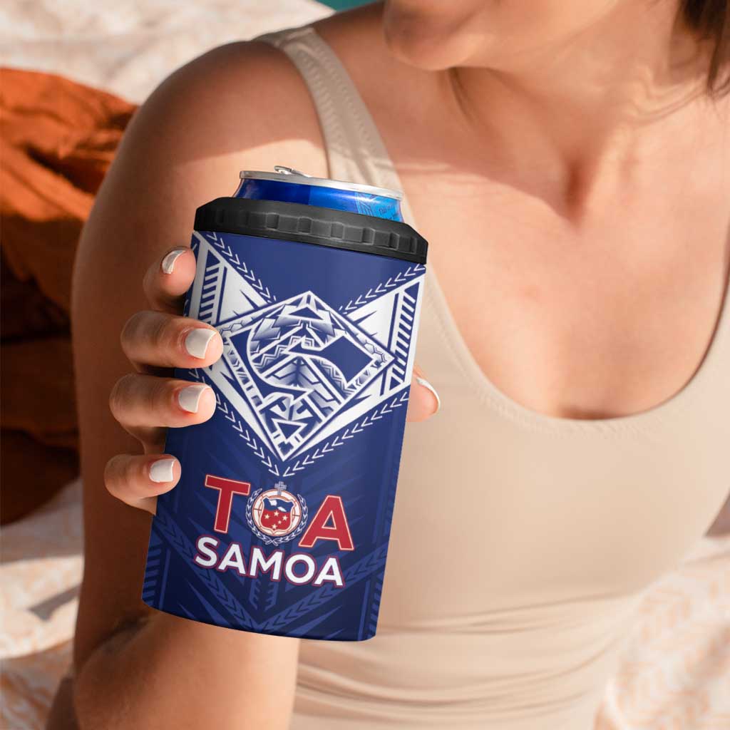 Super Toa Samoa Rugby Custom 4 in 1 Can Cooler Tumbler Warrior Spirit LT05 - Polynesian Pride