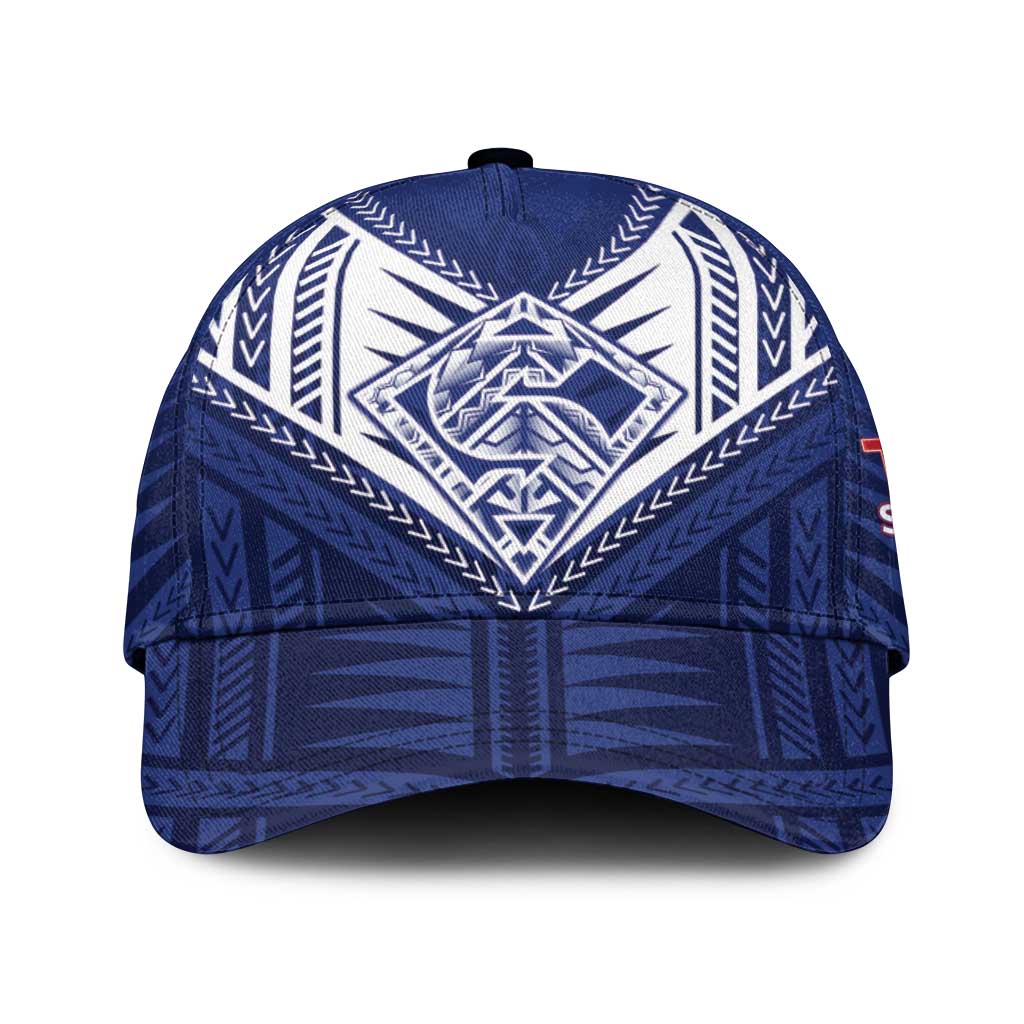 Super Toa Samoa Rugby Classic Cap Warrior Spirit LT05 Universal Fit Blue - Polynesian Pride