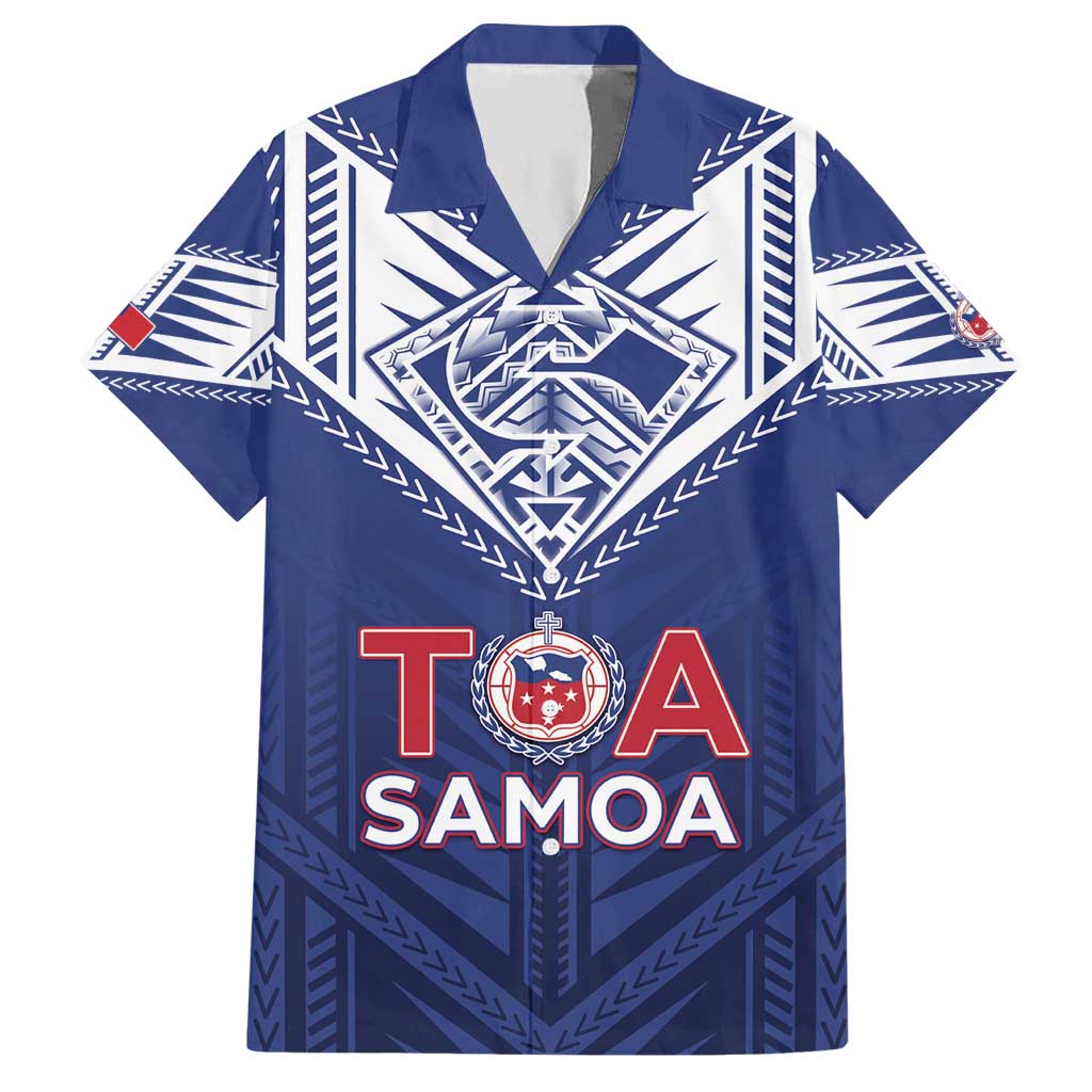 Super Toa Samoa Rugby Custom Hawaiian Shirt Warrior Spirit LT05 Blue - Polynesian Pride
