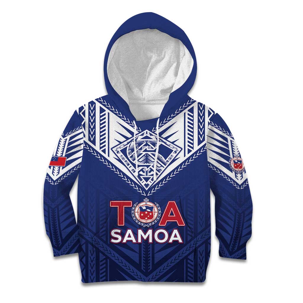 Super Toa Samoa Rugby Custom Kid Hoodie Warrior Spirit LT05 Hoodie Blue - Polynesian Pride