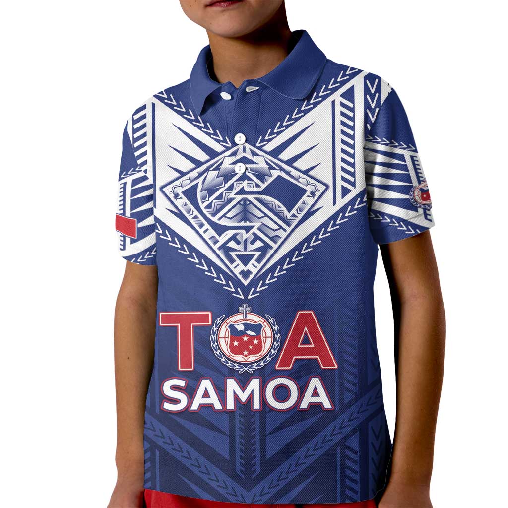 Super Toa Samoa Rugby Custom Kid Polo Shirt Warrior Spirit LT05 Kid Blue - Polynesian Pride