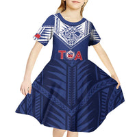Super Toa Samoa Rugby Custom Kid Short Sleeve Dress Warrior Spirit LT05 - Polynesian Pride
