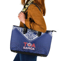 Super Toa Samoa Rugby Leather Tote Bag Warrior Spirit LT05 Blue - Polynesian Pride