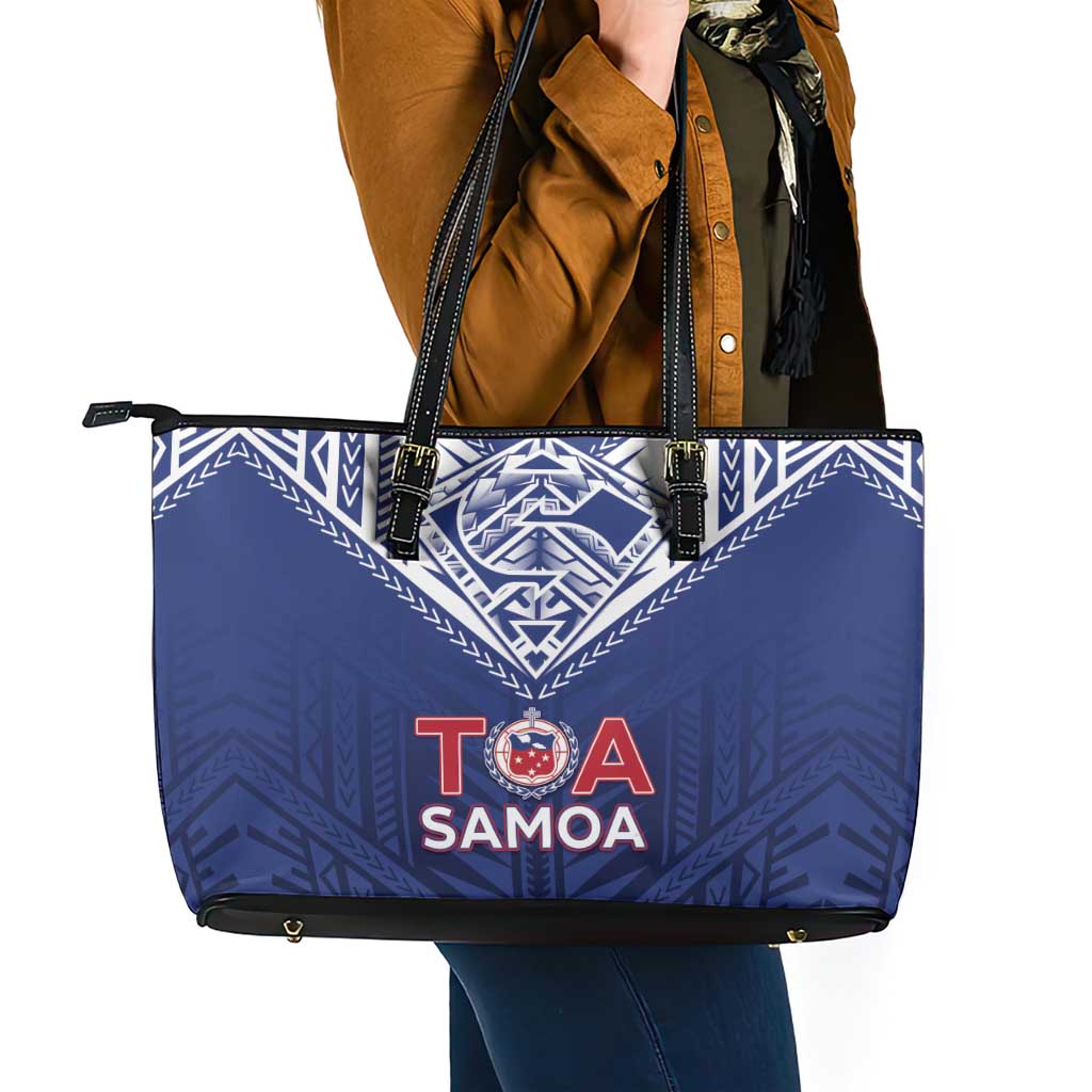 Super Toa Samoa Rugby Leather Tote Bag Warrior Spirit LT05 - Polynesian Pride