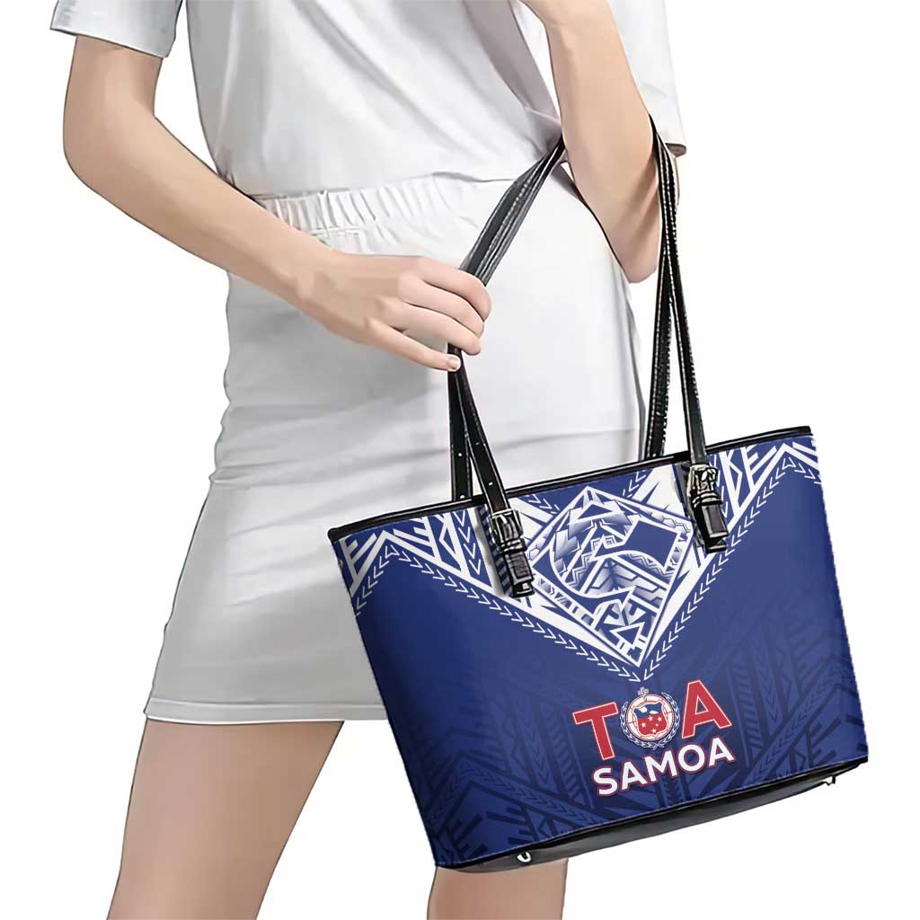 Super Toa Samoa Rugby Leather Tote Bag Warrior Spirit LT05 - Polynesian Pride