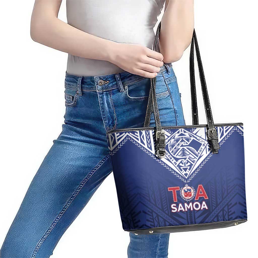 Super Toa Samoa Rugby Leather Tote Bag Warrior Spirit LT05 - Polynesian Pride