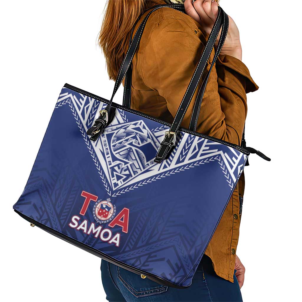 Super Toa Samoa Rugby Leather Tote Bag Warrior Spirit LT05 - Polynesian Pride