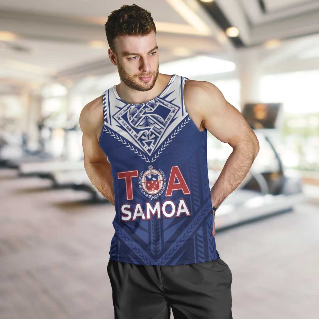 Super Toa Samoa Rugby Custom Men Tank Top Warrior Spirit LT05 Blue - Polynesian Pride