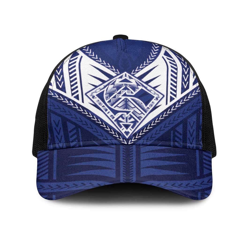 Super Toa Samoa Rugby Mesh Trucker Cap Warrior Spirit LT05 One Size Black Blue - Polynesian Pride