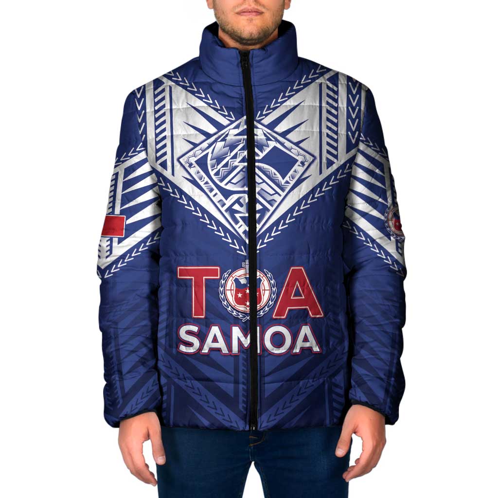 Super Toa Samoa Rugby Custom Padded Jacket Warrior Spirit LT05 Blue - Polynesian Pride