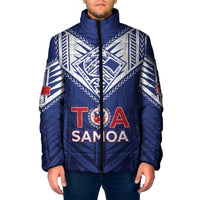 Super Toa Samoa Rugby Custom Padded Jacket Warrior Spirit LT05 Blue - Polynesian Pride
