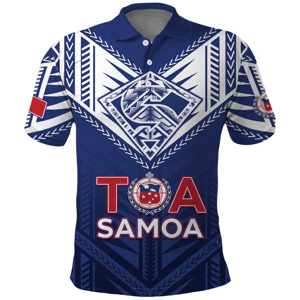 Super Toa Samoa Rugby Custom Polo Shirt Warrior Spirit LT05 Blue - Polynesian Pride