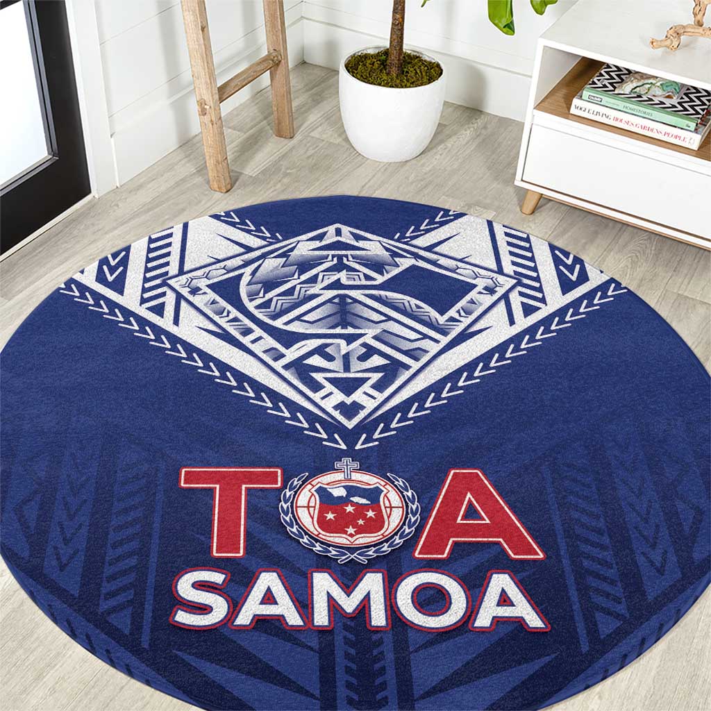 Super Toa Samoa Rugby Round Carpet Warrior Spirit LT05 Blue - Polynesian Pride